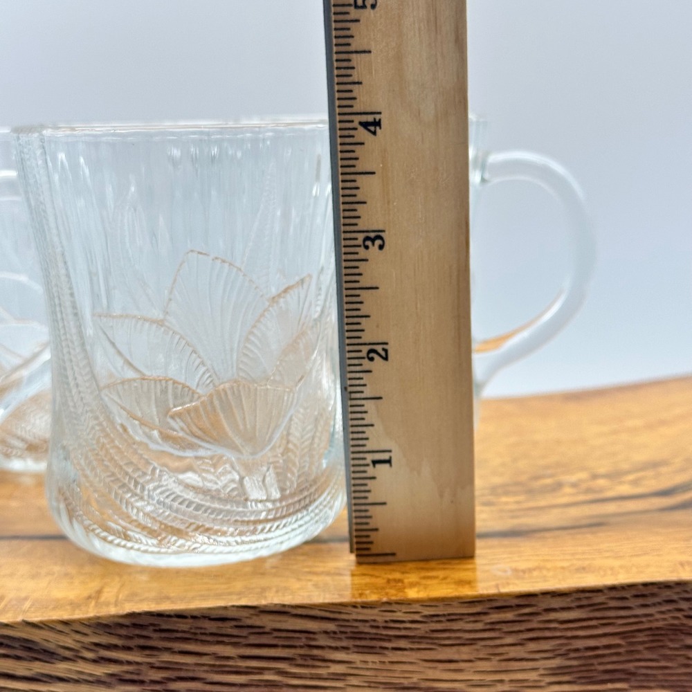 Arcoroc France Canterbury Crocus Clear Glass Mugs Set of 4 - Picture 4 of 6